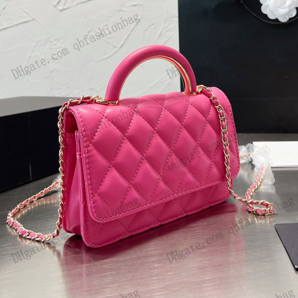 

Womens Purse Metal Handle Tote Bag Quilted Chain Card Holder Wallet Crossbody Handbags 19x12C, Box