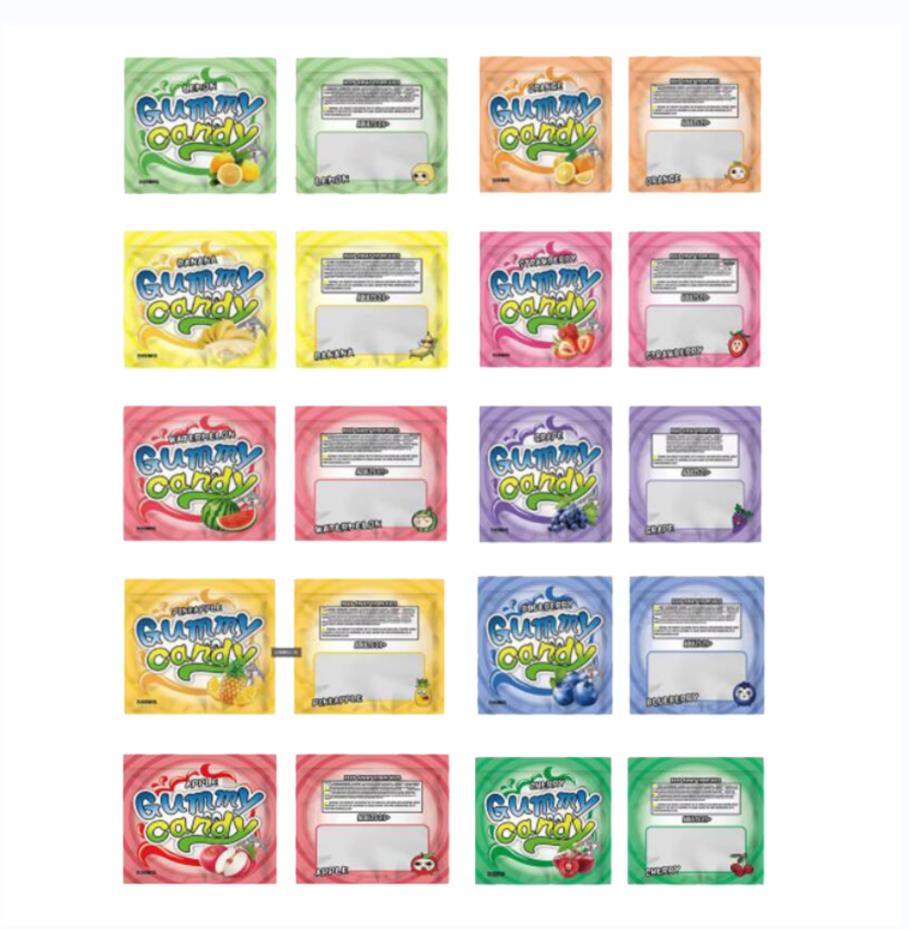 

Packing bag gummies candy gummy edibles bags strawberry cherry 500mg mylar package wholesale