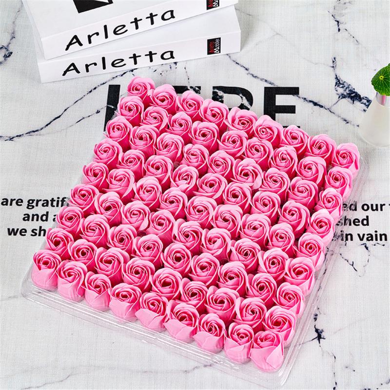 

Decorative Flowers & Wreaths Rose Soap Flower 81pcs/1Box Wedding Decoration Head Three-layer Without Base Simulation Eternal 2022, Plum