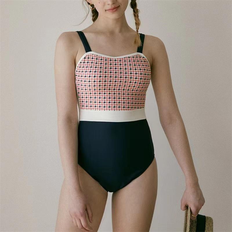 

Women's Swimwear One Piece Swimsuit Women Plaid Print High Waist Monokini Sexy Backless Bathing Suit Female Padded BeachwearWomen's, Blue