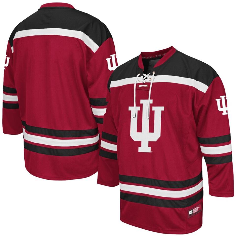 

Custom Men' Colosseum Crimson Indiana Hoosiers Hockey Jerseys Stitche291l, As photo