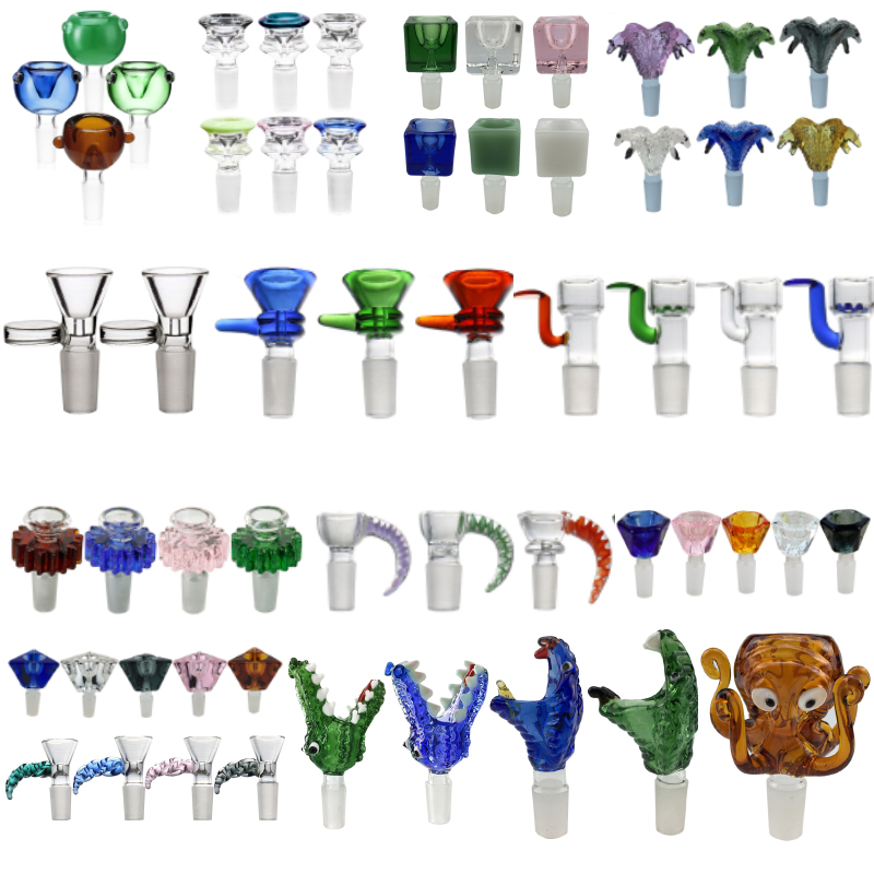 

20 Style Smoking Glass Bowls Slide Oil Burner Mix Color Thick Bowl Joints For Bongs Hookahs Water Pipe