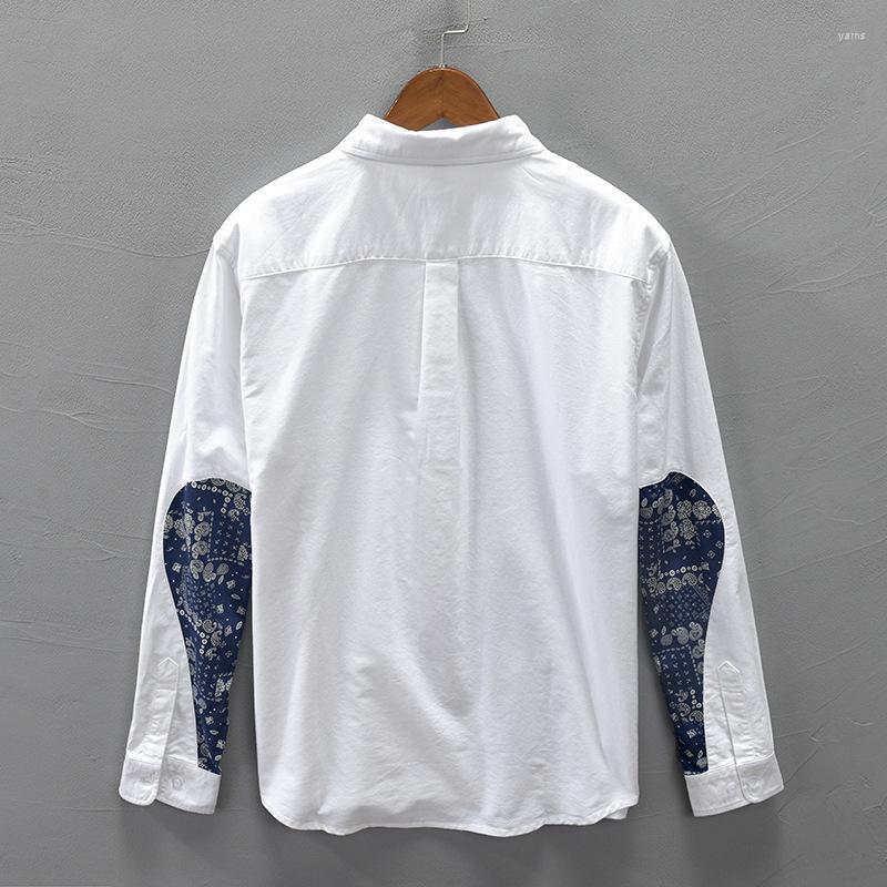 

Men's Autumn Long Sleeve Stitching Shirt High Quality Cotton Comfortable Slim Fit Turn-down Collar Business Male Casual Shirts, Blue