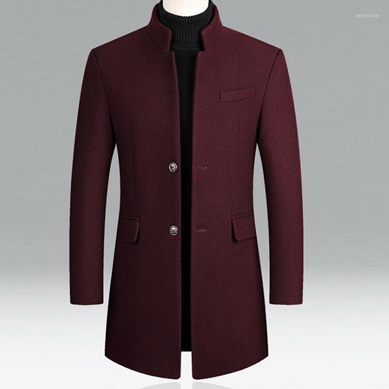 

Men's Wool & Blends DIHOPE 2022 Autumn And Winter Casual Long Trench Coat / Male Solid Color Thick Business Windbreaker Jacket Kend22, Gray