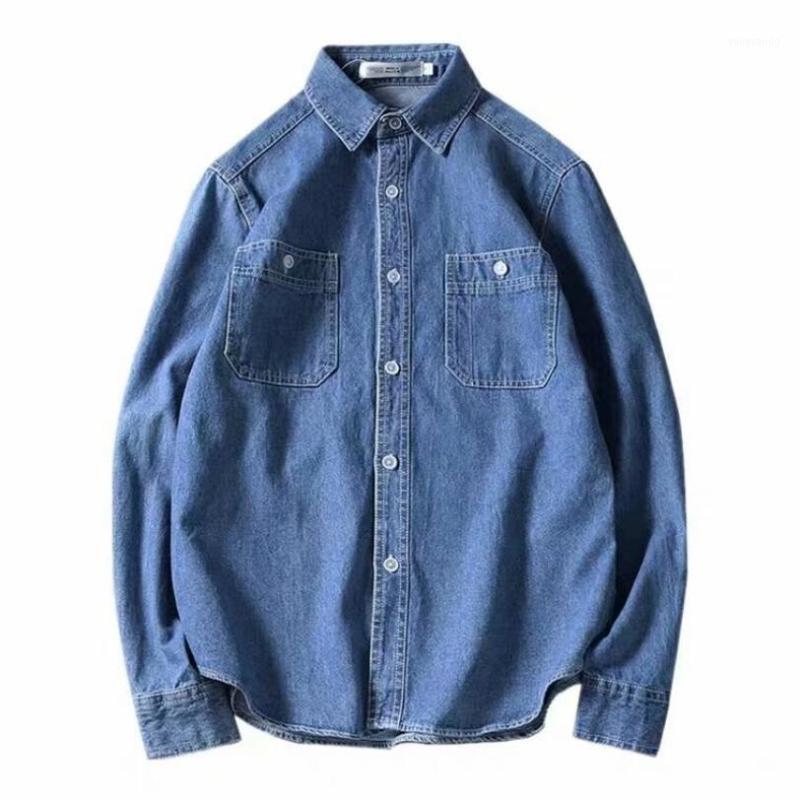 

Men Woman 2022 Spring Shirt Mens Fashion Loose Denim Shirts Male Harajuku Clothes Long Sleeve Blue Jean W1787 Men's Casual