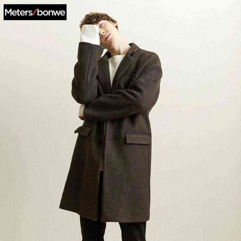 

Men's Wool & Blends Metersbonwe Winter Woolen Jacket Men's High-quality Coat Casual Slim Vintage Business Trench 2394581 T220810, Black