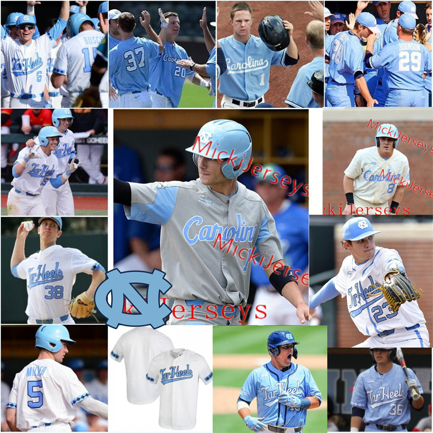 

NCAA Custom UNC North Carolina Tar Heels Stitched Baseball Jersey 1 Danny Serretti 2 Mikey Madej 3 Colby Wilkerson 10 Mac Horvath Clemente Inclan Johnny Castagnozzi, White vest