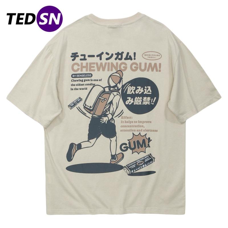 

ss Japanese Letter Oversized Short Sleeve T Shirt Fashion Men Women Tshirt Unisex Harajuku Streetwear Anime Tees, White