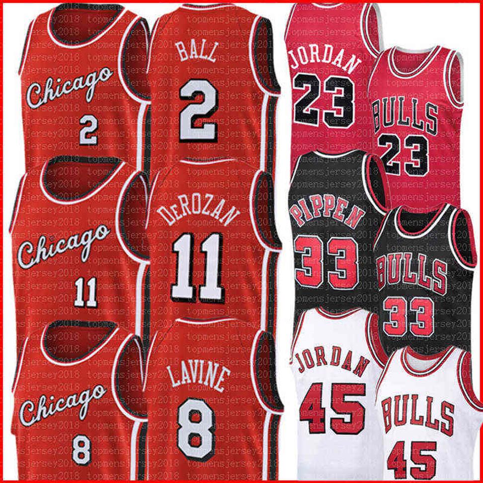 

Demar 11 DeRozan Lonzo 2 Ball Jersey Chicag o Bul ls Derrick 1 Rose Zach 8 LaVine 23 45 Michael Basketball Jerseys Scottie 33 Pipp240F, Retro mesh