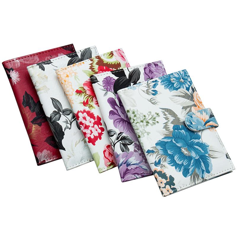 

Card Holders Colors Printed Peony Flower Cover For Documents Women Passport Case Wallet PU Leather Holder 2022, Blue