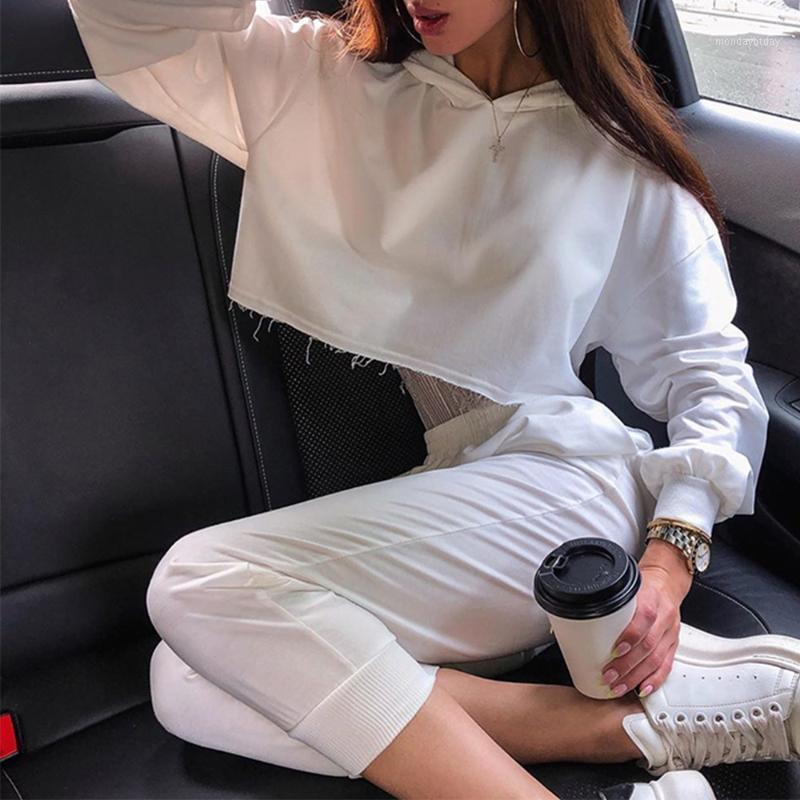 

Two Piece Dress 2022 Women Hooded Tracksuit Suits Set Casual Hoodies Sweatshirt Sweatpants 2 Pieces Sets Women' Suit Sweatsuit Female, White