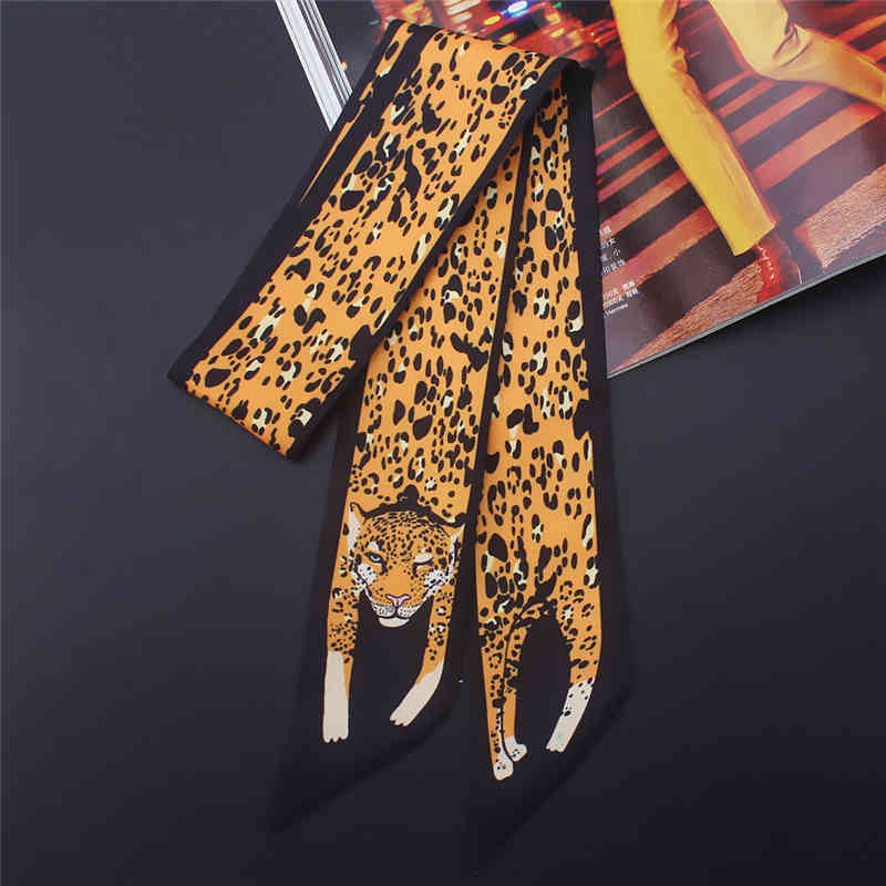 

2021 Designer Women Silk Skinny Scarf Animal Print Novelty Female Hair Scarfs Tie Ribbon Bag Scarves Twill Neck Band