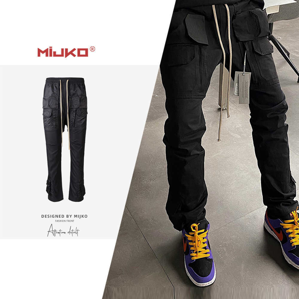 

Men's Pants Mijko men's wear women's autumn and winter new products undermycar style contrast color flip pocket pants men's and women's casual pants, Solid black flap pocket