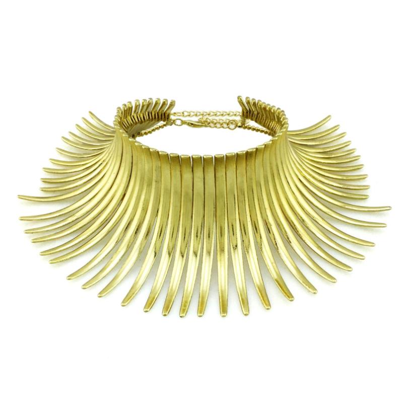 

Chokers Metal Bib Choker Necklace For Women Statement Alloy Bar Curved Design Collar Party Wedding Fashion Jewelry