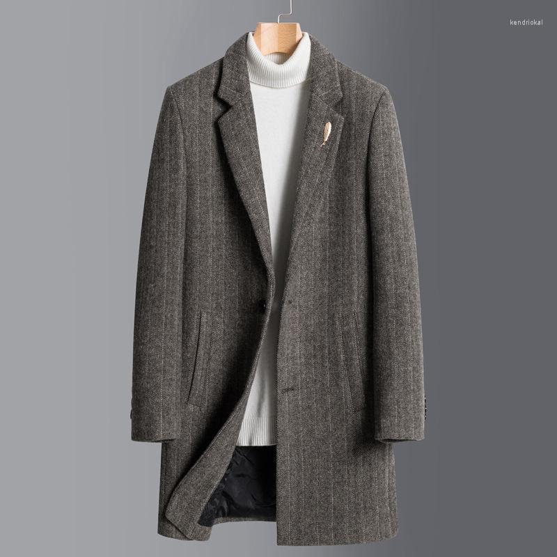 

Men's Wool & Blends 2022 Autumn Winter Men Thick Warm Coat Turn-down Collar Male Fashion Blend Outwear Jacket Casual Overcoats D422 Kend22, Brown
