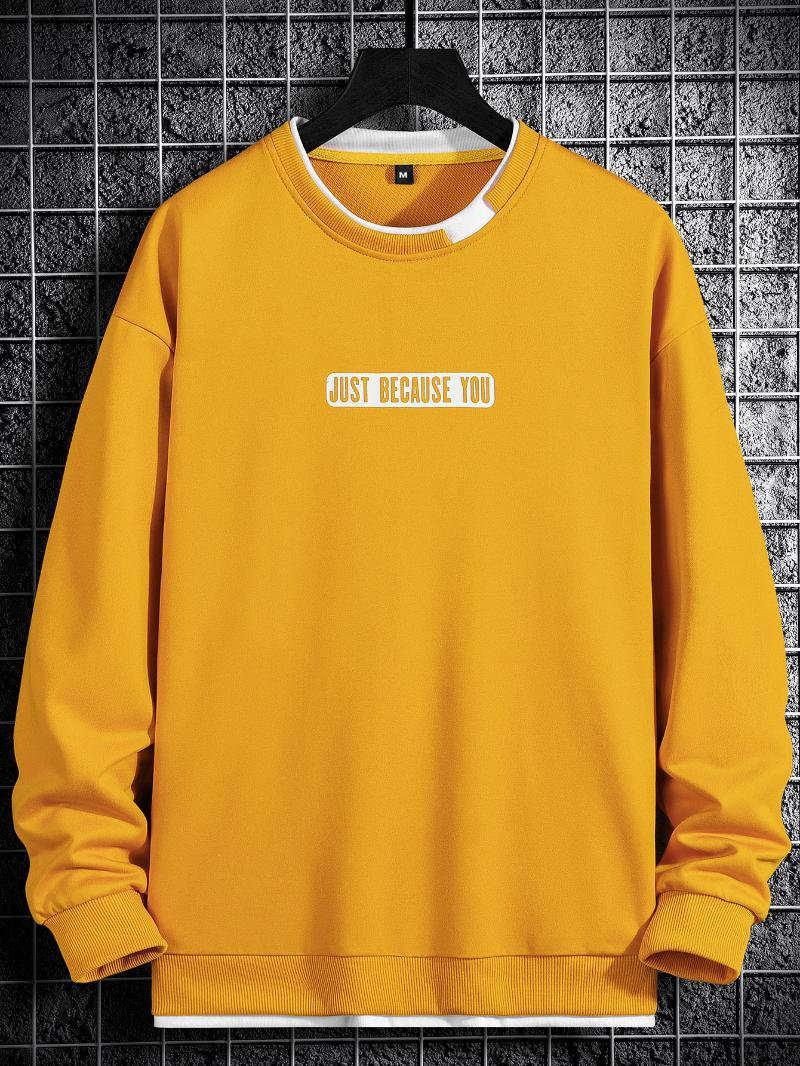 

Men's Hoodies & Sweatshirts Men Letter Graphic Drop Shoulder Pullover HoodieMen's, Yellow