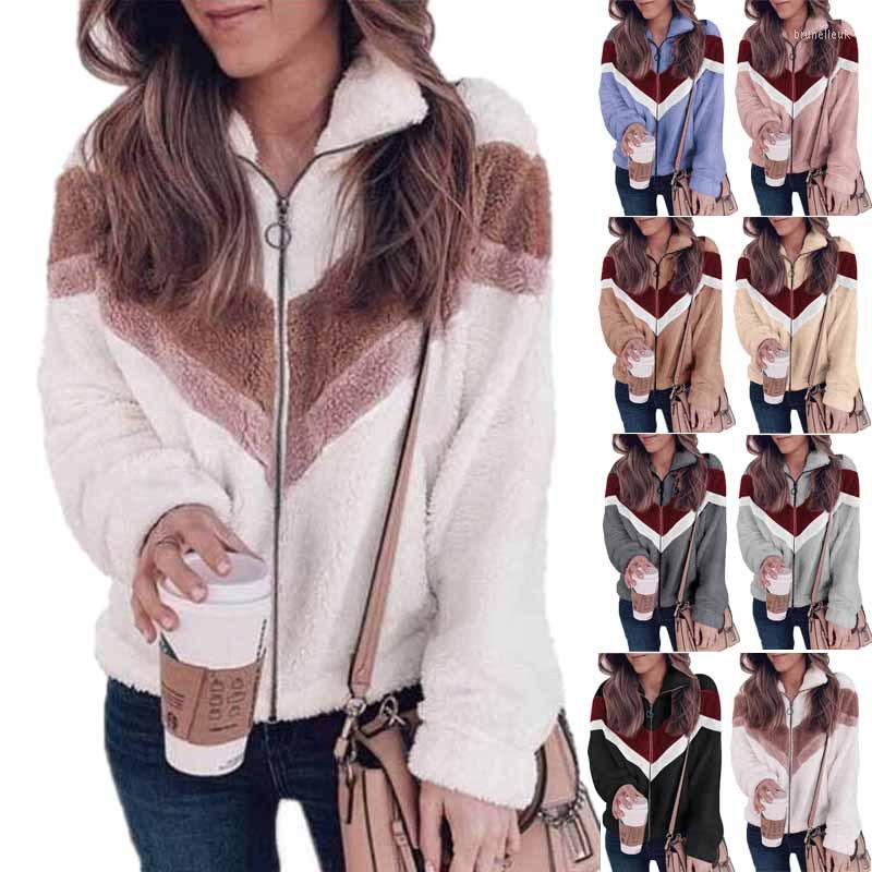 

Women' Sweaters Autumn And Winter Women Plush Sweater Zipper Cardigan Hit Color Woolen Coat Jacket 02-SW-nzwyksWomen
