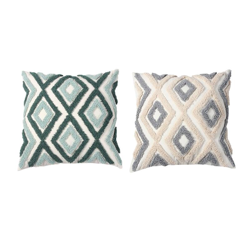 

Pillow Case Geometric Rhombus Embroidery Pillowcase Cushion Cover Handmade Throw