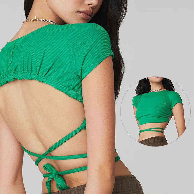 

New Arrivals Summer Wholesale Bulk Custom Top Corto Fashionable Yoga Women Gym Short Sleeve Ribbed Crop Top Tshirt T220725, Pink