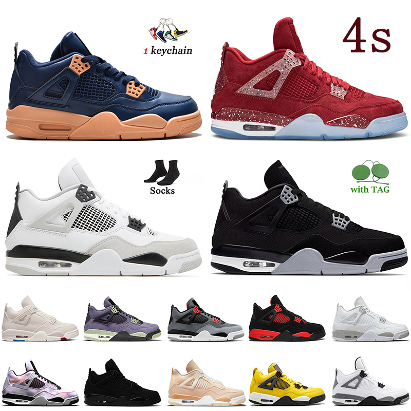 

US 13 Mens Basketball Shoes For Women Mens Jumpman 4 4s Columbia II Oklahoma Sooners Military Black Canvas Trainers With Socks Red Thunder White Oreo Sail Sneakers, # columbia ii 36-47