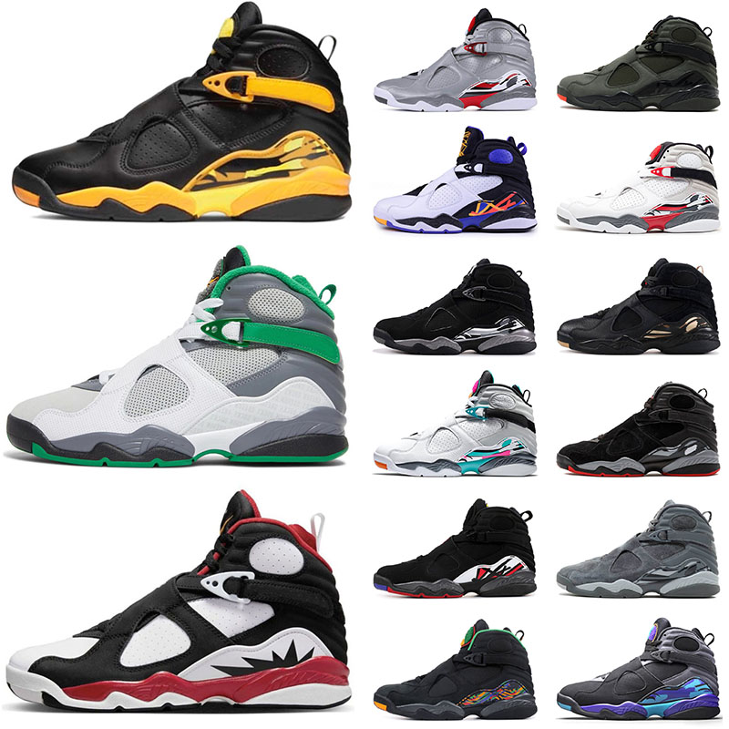 

8s Mens Jumpman OG Basketball Shoes 8 With Socks Raprika Aqua Black Taxi Jordens Sneakers US 13, C13 paprika 40-47