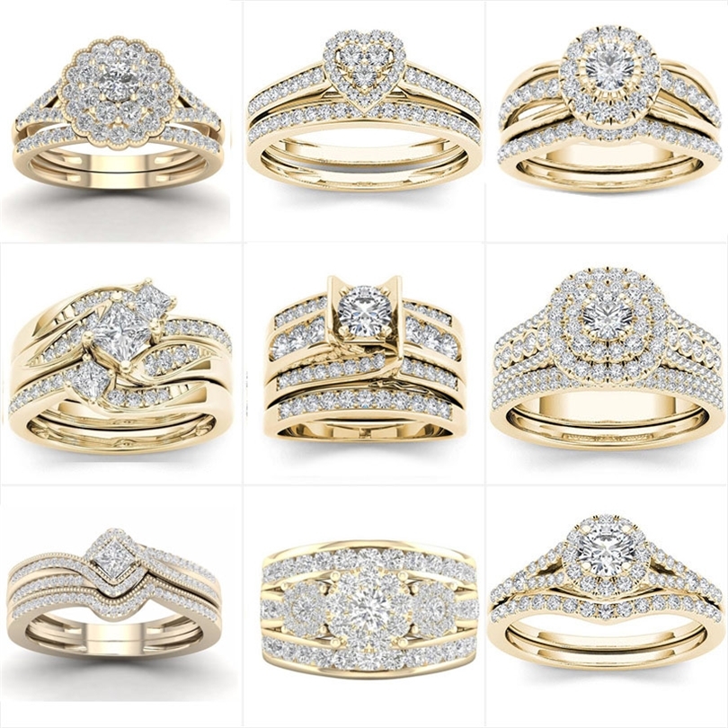 

Mifeiya Luxury Wedding Engagement Lovers Ring Set Bling Iced Out Geometric AAA Cubic Zircon Crystal Ring for Couple Women Men 220728