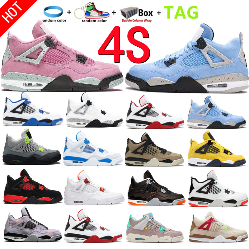 

2022 4S IV 4 Men Women Basketball Shoes Soft Pink Fire Red University Blue Black Cat Sail White Cement Purple Taupe Hyper Royal Midnight Navy Unisex Trainers Sneakers, Shoebox