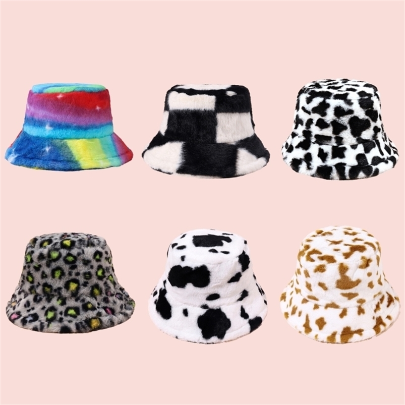 Winter Hat Fashion Harajuku Warm Bucket Hats For Women Autumn Outdoor Panama Lady Plush Bucket Hat Fisherman Cap 220812