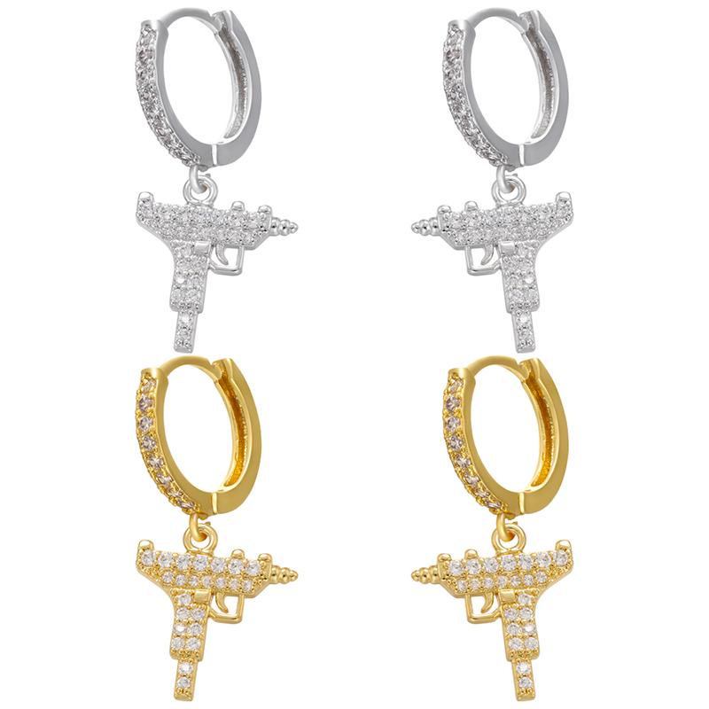 

Dangle & Chandelier ZHUKOU Gold Silver Color Toy Gun Earring Crystal Creative Drop Earrings For Women Fashion Jewelry Wholesale VE436
