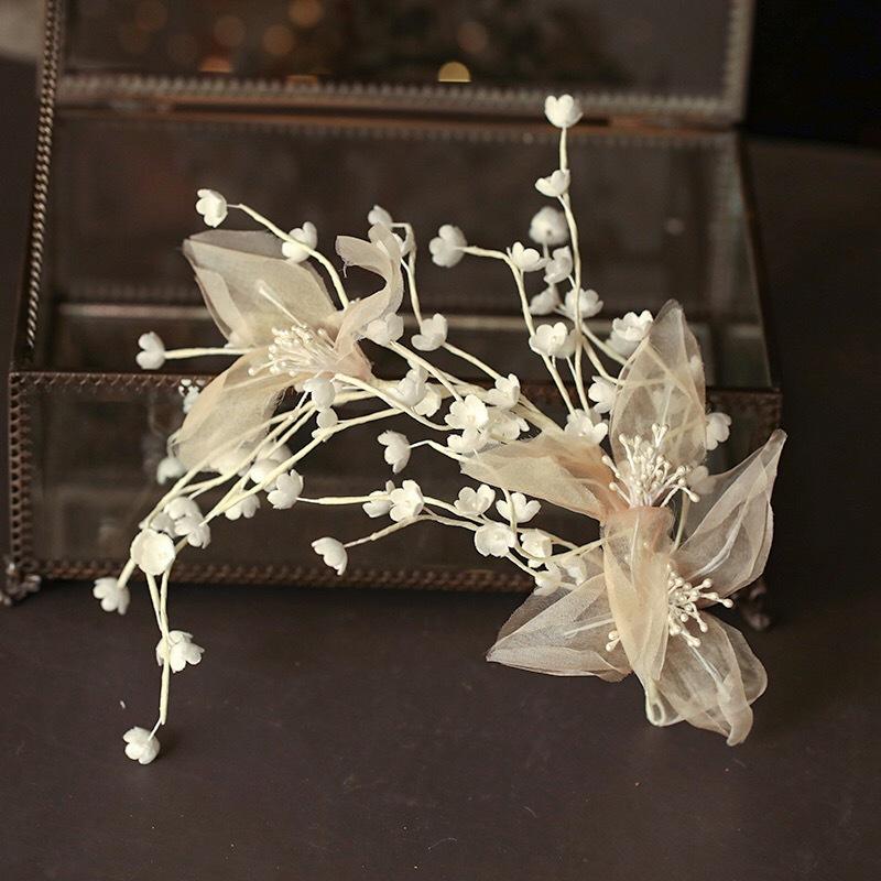 

Headpieces Bridal Headpiece Beautiful Silk Yarn Flower Hairpin Side Clip Headdress Wedding Hair AccessoriesHeadpieces