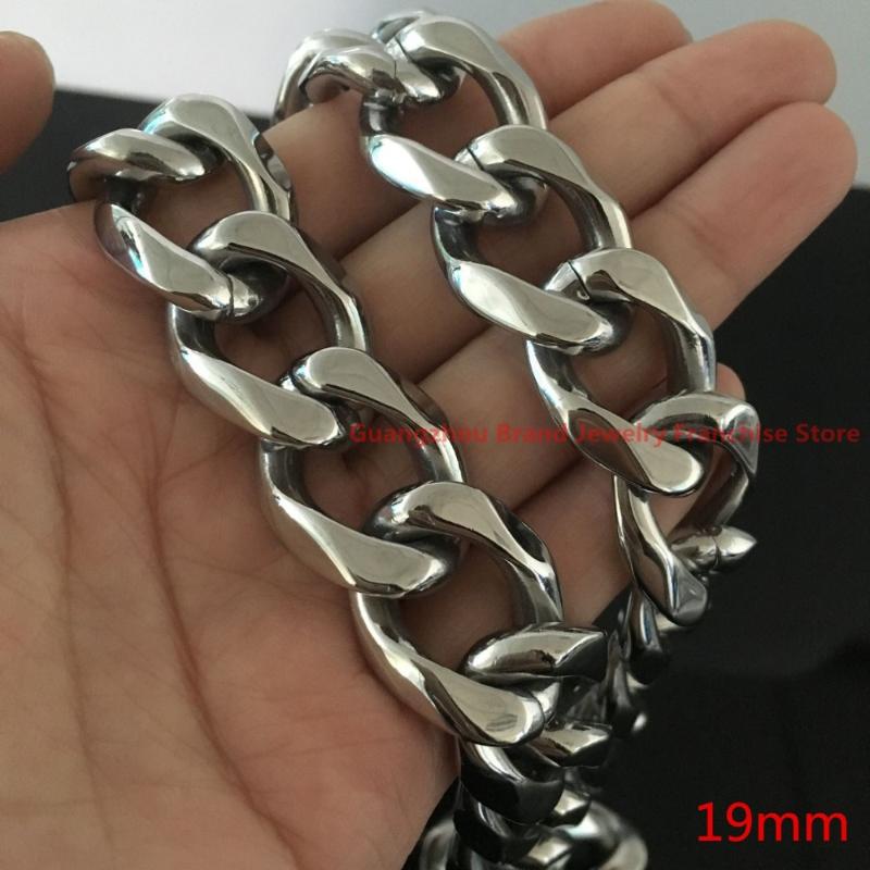 

Chains 7-40" Choose Charm 316L Stainless Steel 19MM Silver Color Cuban Curb Chain Mens Boys Necklace Cool Jewelry