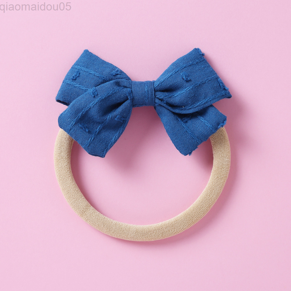 

2021 New Linen Cotton Hair Straps Nylon Headband Girls Dot Arch Nylon Elastic Headband Nylon Baby Tulle Band Child Hair Accessories L220729, Beige
