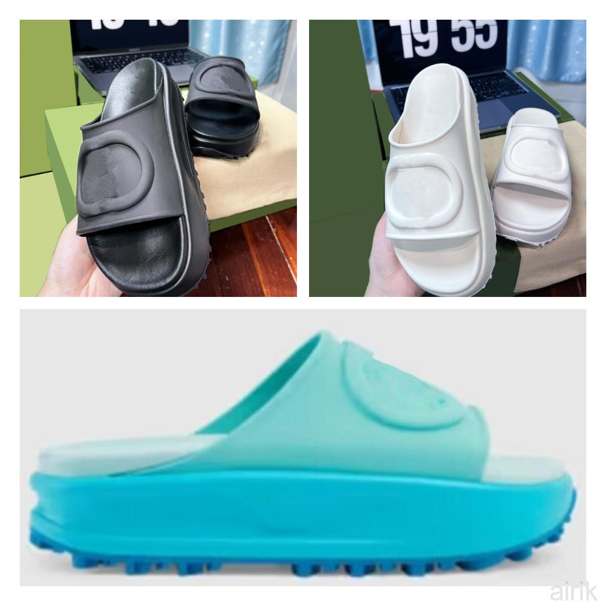 

Luxury Women Sandals Thick Sole Beach Shoes Designer Slippers Macaron Color Matching Party Beach Travel Pink White Heel Height 4-5CM, #1