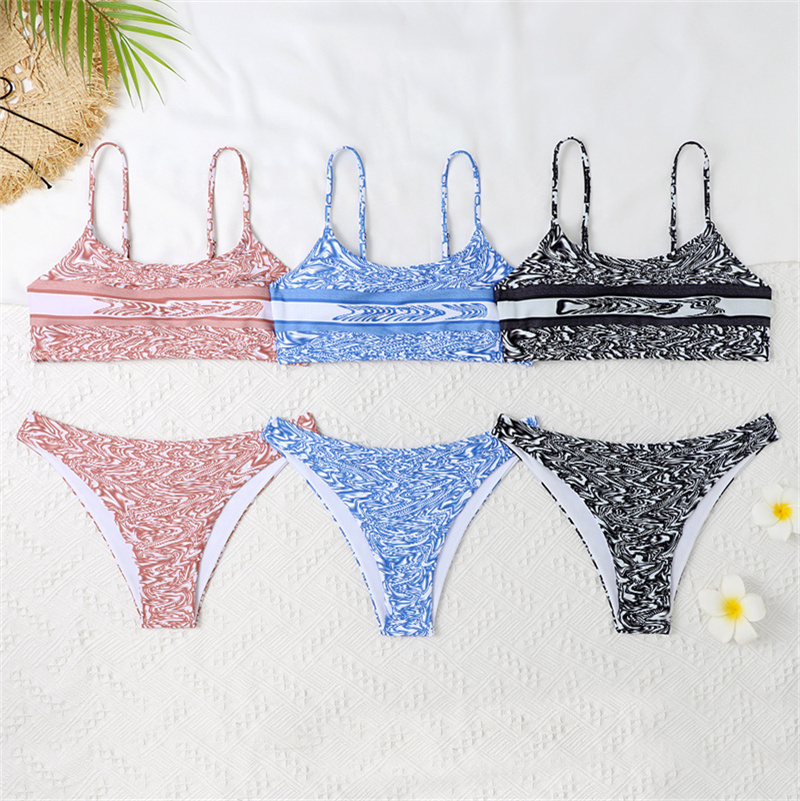 

Beach Swimsuit Printed Letter Bikini Set Women Fashion Swimwear Camisole Bandage Sexy Bathing Suits With pad tags Holiday Wear Mix 3 styles