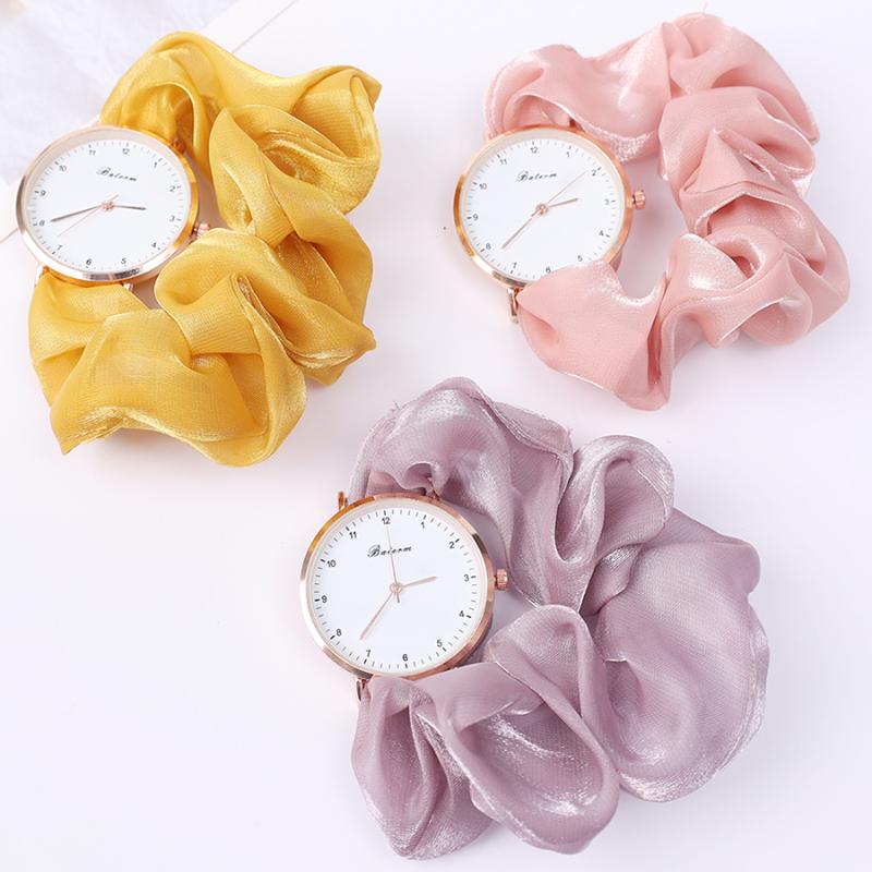 

Wristwatches Women Fashion Simple Watch 2022 Solid Color Quartz Ribbon Cloth Strap Wristwatch Ladies Girls Dress Bracelet Watches, Yellow