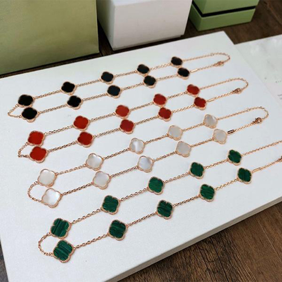 

100% Silver Fashion Classic Four Leaf Clover pendants Necklace Ten 10 Flowers Love Pendant Mother-of-Pearl for Women&Girl Valentine's Wedding Engagement Jewelry Gift