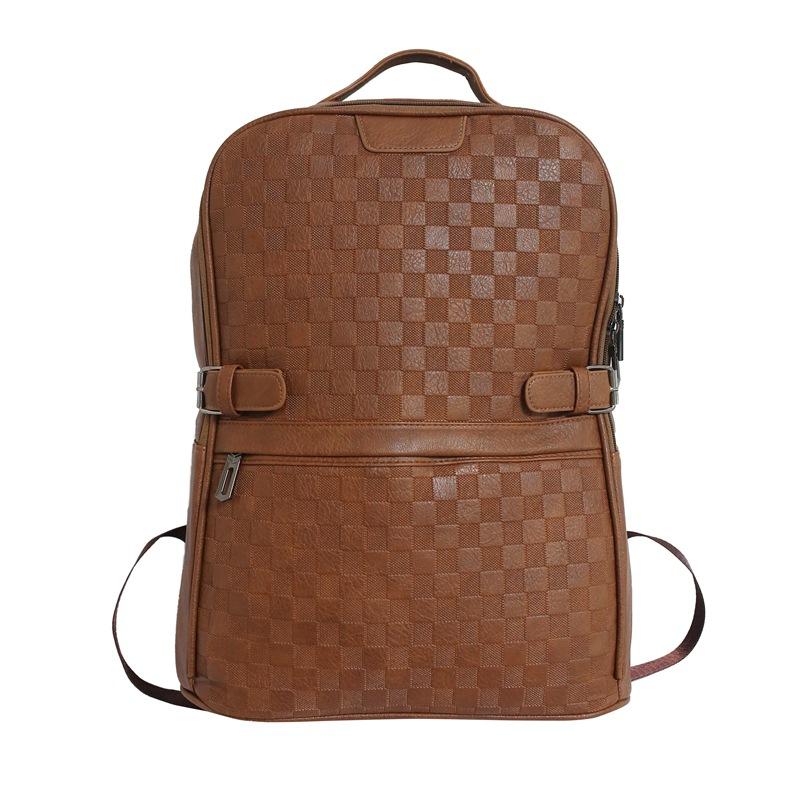 

Backpack Leisure PU Leather Shoulder Bag Men's Large Capacity Schoolbag Waterproof Travel Trend Computer College, Black