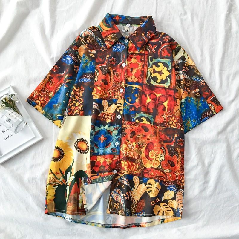 

Women/Man Blouses BF Style Oversize Tops Harajuku Hawaii Shirts Streetwear Short Sleeve Female Blusas Mujer1, Luxury 2