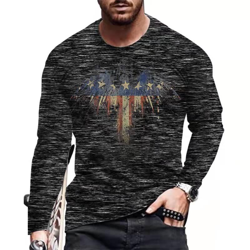 

Men' T-Shirts T-shirt Men Spring Autumn Fashion Pattern Printed Casual Vintage Oversize T Shirt For Long Sleeve Top Male Clothes, B005