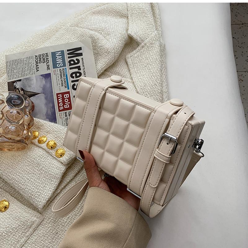 

Evening Bags Design Women's PU Leather Flap Crossbody Bag Fashion Personality Small Square Double Belt Brand Underarm HandbagEvening