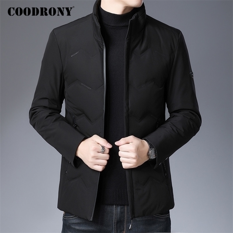 

COODRONY Brand Mens Winter Jacket Fashion Casual Parka Slim Fit Coat Men Arrival Thick Warm White Duck Down Jackets C8033 201116, Black