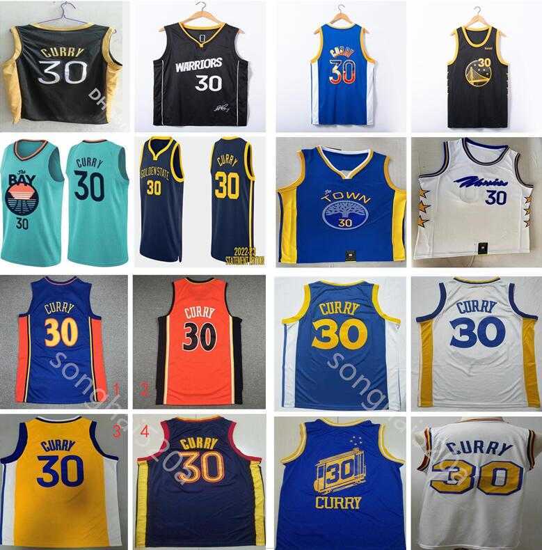 

New Stephen Curry Basketball 30 Klay Thompson James Wiseman 22 Wiggins 3 Poole 75th MVP Golden State''Warriors''nba''jerseys, White