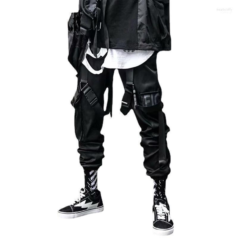 

Men' Pants Streetwear Men' Multi Pockets Harem Cargo Hip Hop Casual Male Track Joggers Trousers Fashion Harajuku Men PantsMen' Heat22, Black