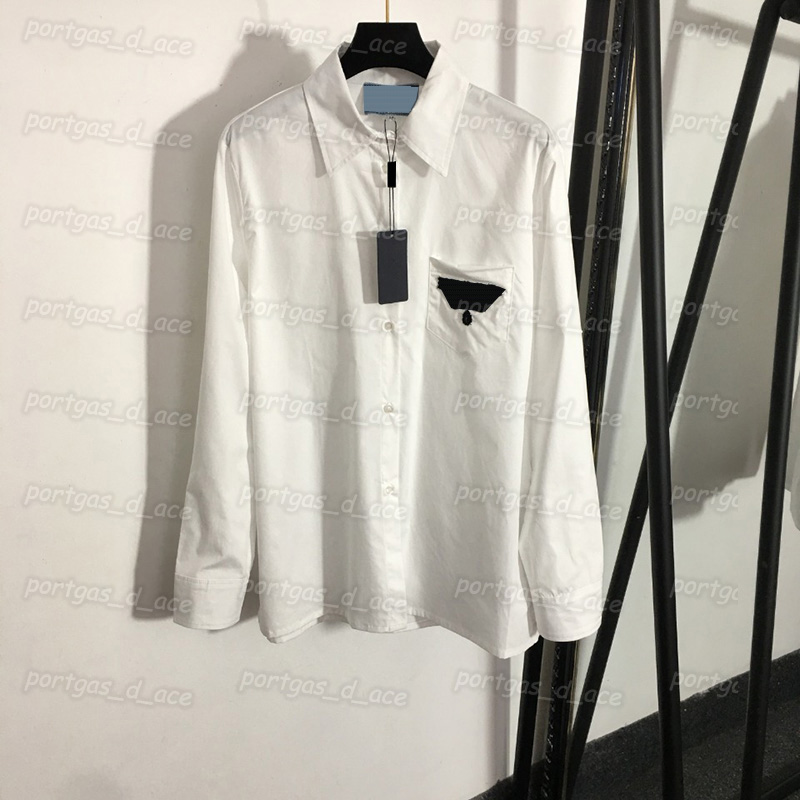 

00Letters Flocking Womens Shirts White Blue Lapel Long Sleeve Shirt Charming Fashion Tops Blouses 2 Colors, White with label#20218358