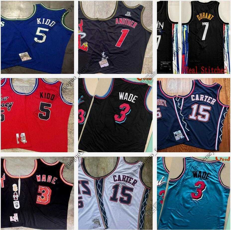

Authentic Stitched Retro Mitchell and Ness Basketball Jerseys Jason Dwyane Kidd Wade Kevin Kyrie Durant Irving Vince James Carter Harden High Quality, Picture