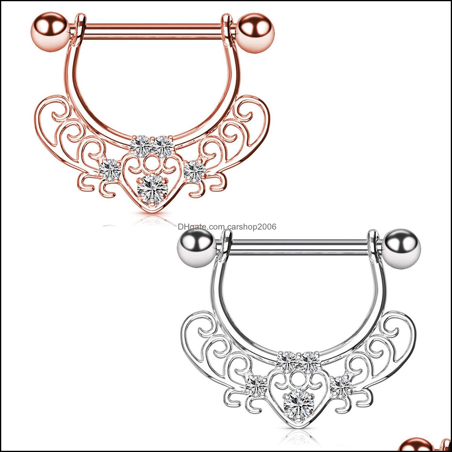 

Navel Bell Button Rings Body Jewelry Stainless Steel Belly Dangle Ring U Style Simple Design Rhinestone Piercing Fashion Wholesale Drop De