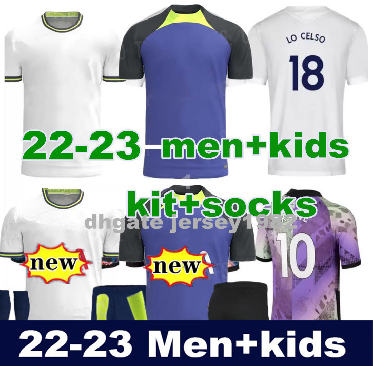

Kids kits 22 23 Soccer Jerseys KANE SON KULUSEVSKI HOJBJERG colorful Away 2022 2023 LUCAS DELE Third Tottenham Football kit shirt BRYAN kids full set adult