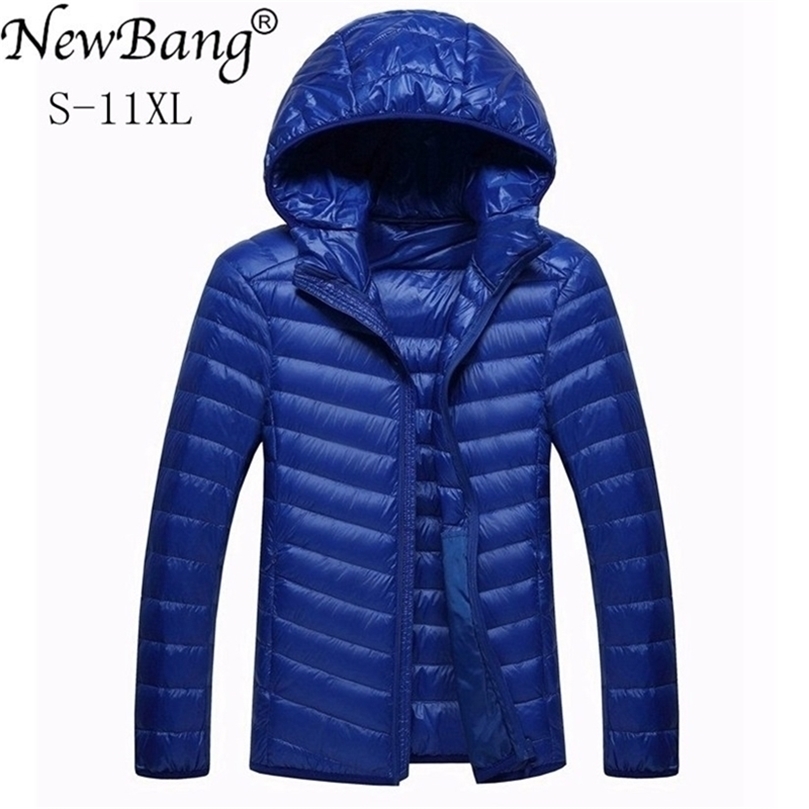 

Bang Brand 8XL 9XL 10XL Men's Down jacket Ultra Light Down Jacket Men Lightweight Feather Hooded Warm Portable Winter Coat 201214, Navy