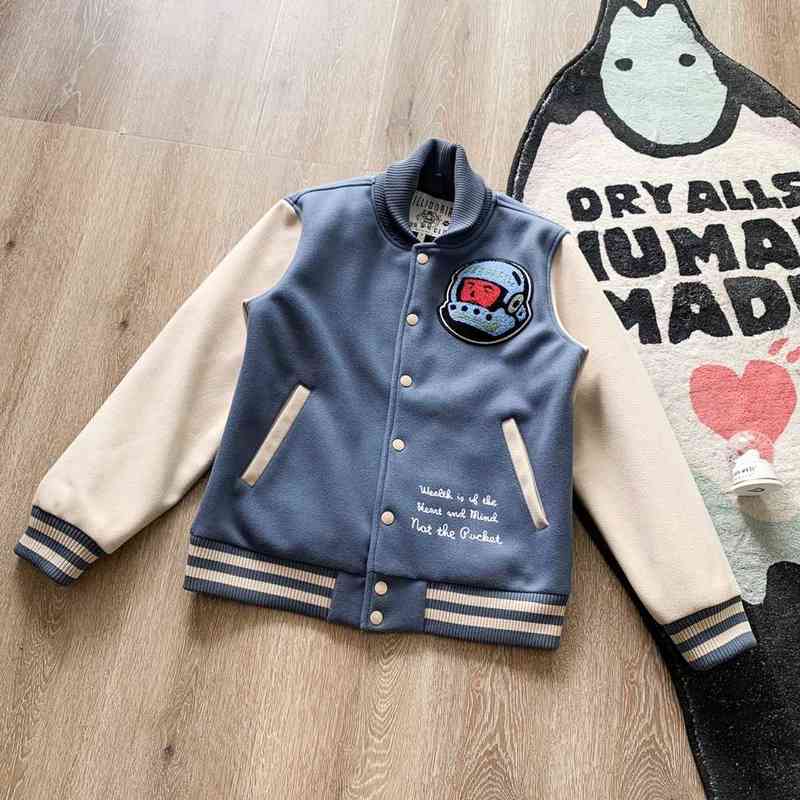 

2021 New Blue BBC KENIJIMA Astronaut Retro Sports Wool Cotton Jacket Baseball Uniform