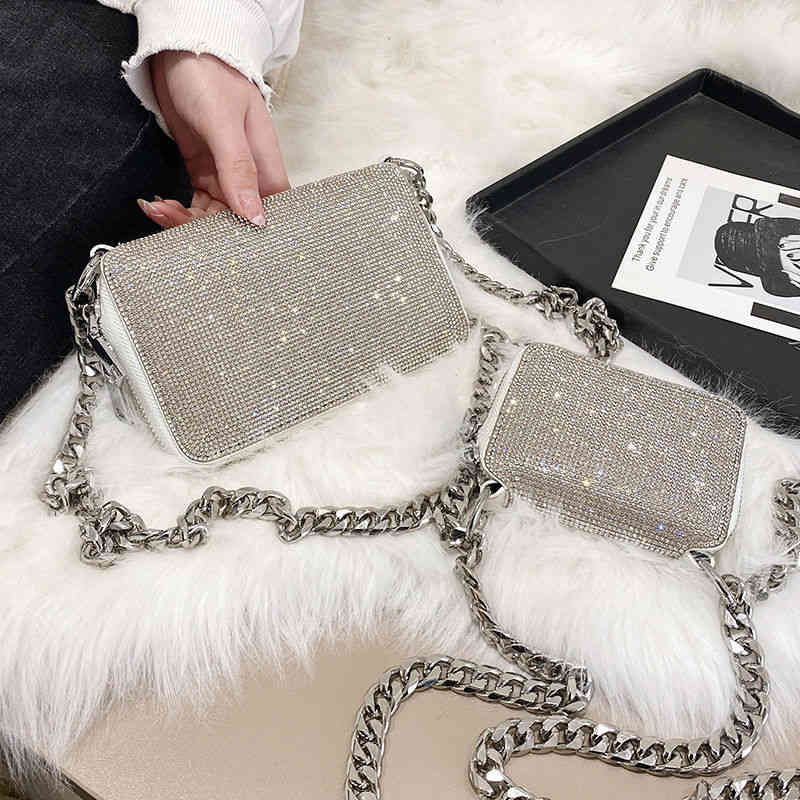 Flash Diamond Small Square Sac Femelle 2022 Nouvelle épaule à chaîne épaisse épaule Single épaule simple
